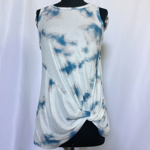 Tops - Blue Tie Die Twist Tank
